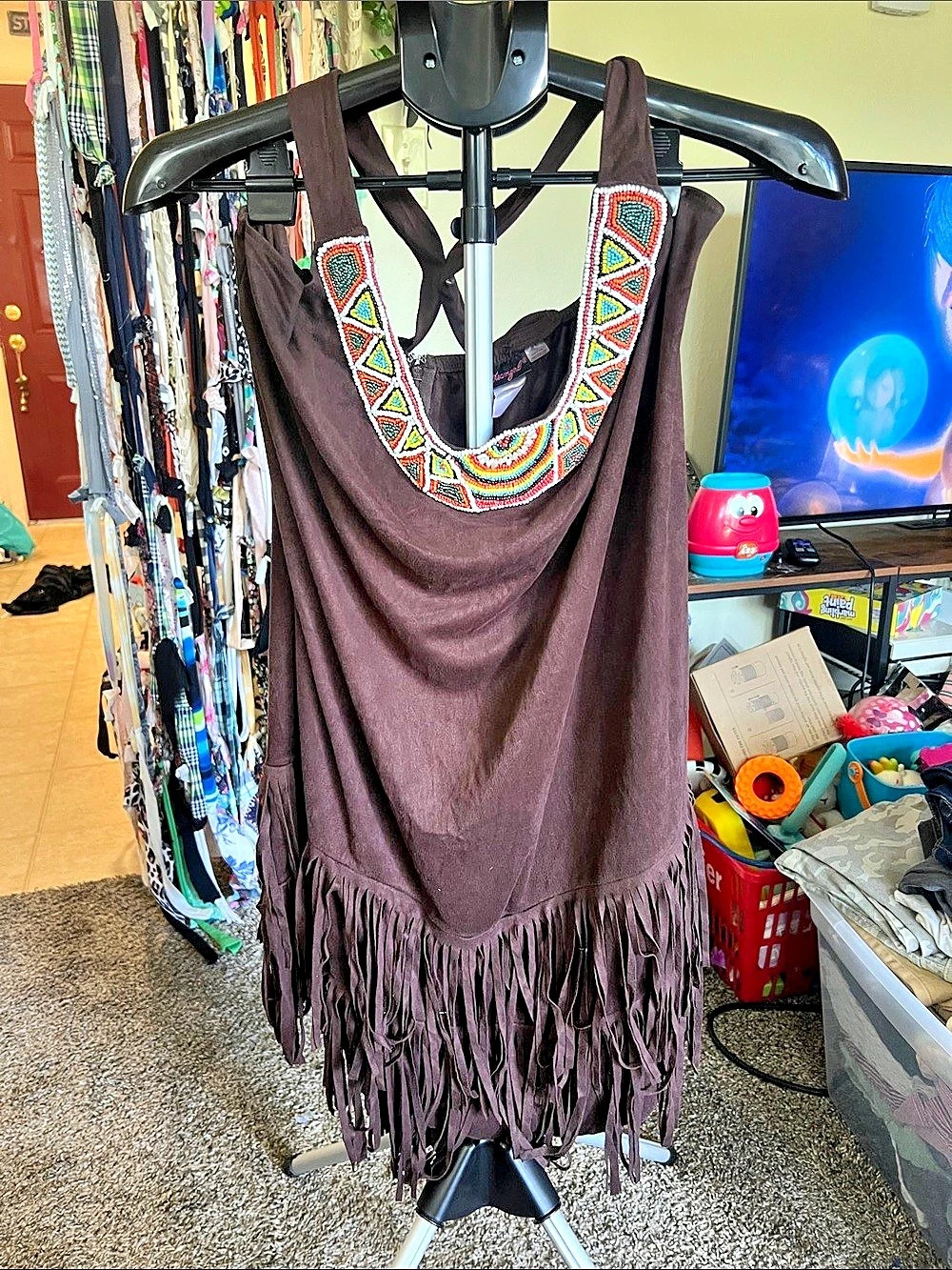 Dreamgirl Brown Fringe Mini Dress Size Medium
